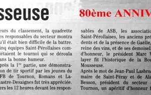 2000.01  80ème Anniversaire de la Boule Mousseuse de St Péray (Cpte rendu de la presse)