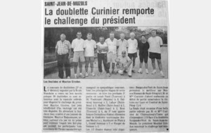 2001.02 La doublette Curinier remporte le challenge du Président à St Jean de Muzols